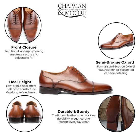 Chapman & Moore Herren-Brogue-Schuhe aus braunem Leder mit Kappe - Image 2