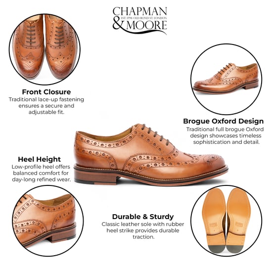 Chapman & Moore Herren-Brogue-Schuhe aus hellbraunem Leder, Oxford-Stil, fürs Büro - Image 2