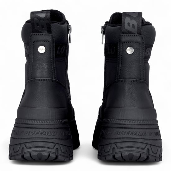 Buffalo Damen Schwarze Chunky Plateau-Kampfstiefel mit Frontreißverschluss - Fusion - Image 6