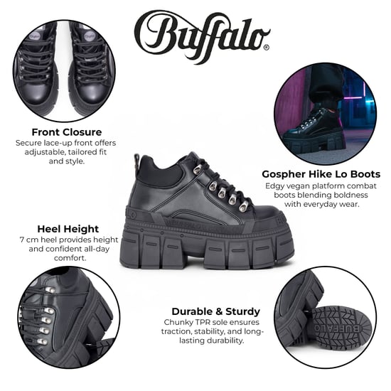 Buffalo Damen-Plateau-Stiefeletten in Schwarz mit Gothic-Flair - Gospher Hike-Lo - Image 2
