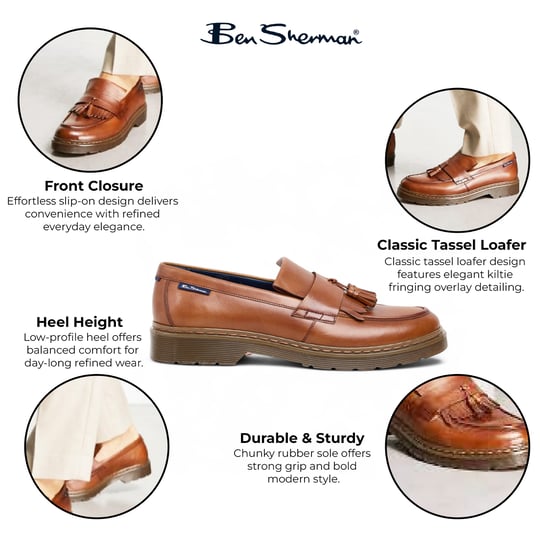 Ben Sherman Herren-Slipper aus hellbraunem Leder mit Quasten - Dudley - Image 2