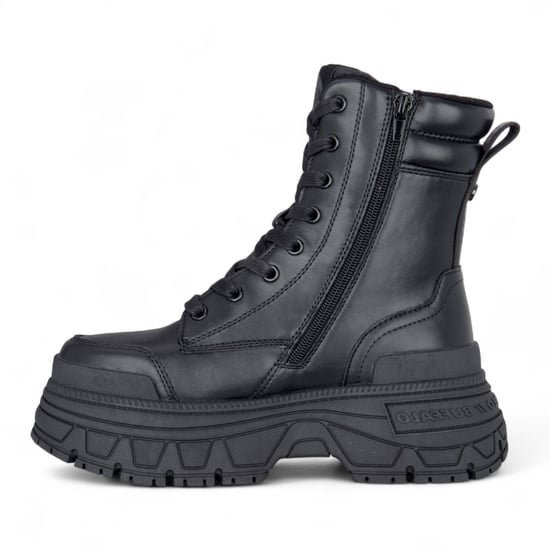 Buffalo Damen Schwarze Chunky Plateau-Schnürstiefel, mittelhoch - Fusion - Image 5