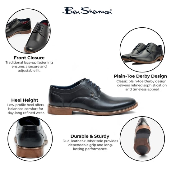 Ben Sherman Herren Oxford Brogue Derby Schuhe aus schwarzem Leder - Pethick - Image 2
