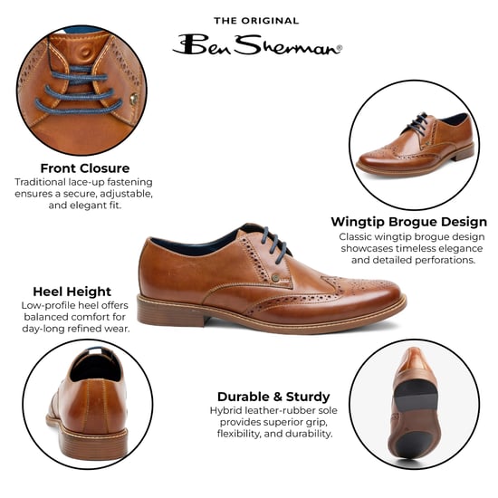 Ben Sherman Herren-Oxford-Brogue-Schuhe aus hellbraunem Leder - Andy - Image 2