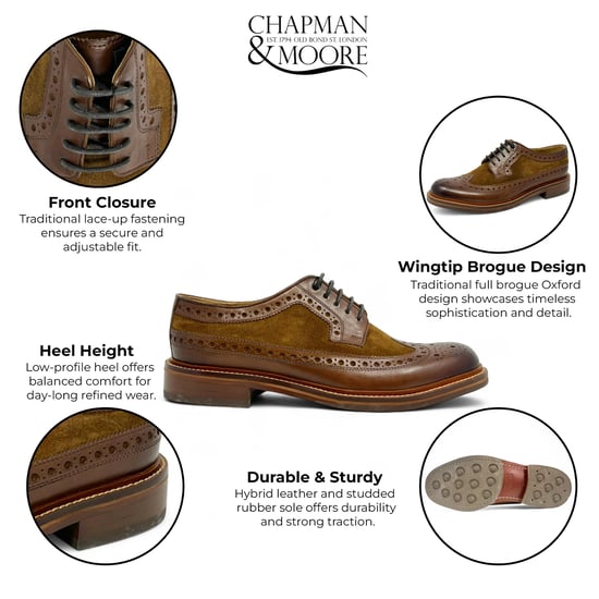 Chapman & Moore Herren-Brogues aus mahagonifarbenem Leder und braunem Wildleder, Oxford-Schuhe - Image 2