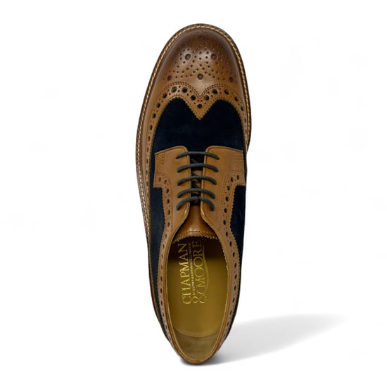 Chapman & Moore Herren-Brogues aus hellbraunem Leder und marineblauem Wildleder, Oxford-Schuhe - Image 4