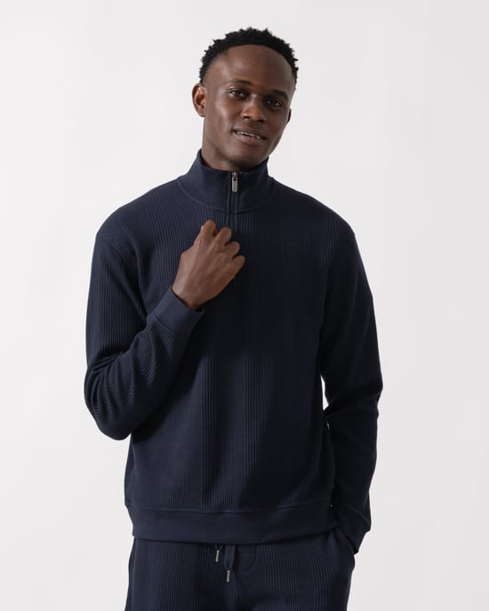 Structure Loungewear-Oberteil in Dunkelblau - Image 1