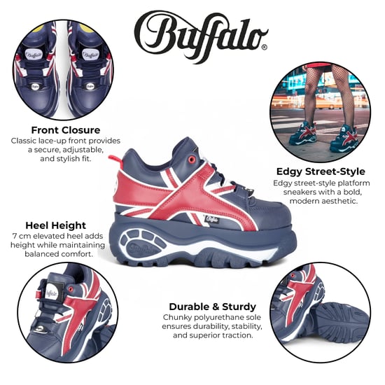 Buffalo Damen-Sneaker mit klobiger Plateausohle, blau-rot - 1339-14 - Image 2