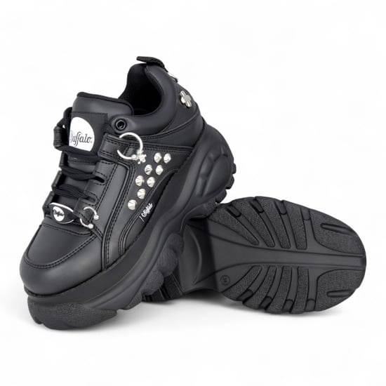 Buffalo Damen-Sneaker, schwarz, mit Nieten besetzt, klobige Plateausohle - 1339-14-PUNK - Image 4