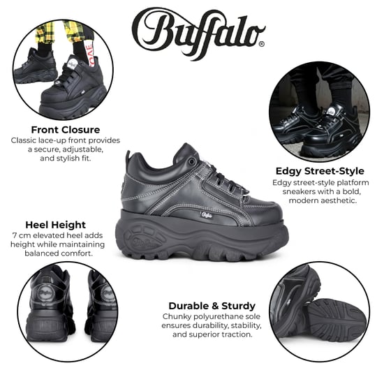 Buffalo Damen-Sneaker mit klobiger Plateausohle, schwarz - 1339-14 - Image 2