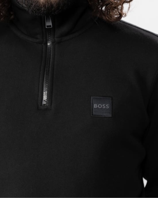 BOSS Logo Patch Nachhaltiges Half-Zip-Sweatshirt – Schwarz - Image 4
