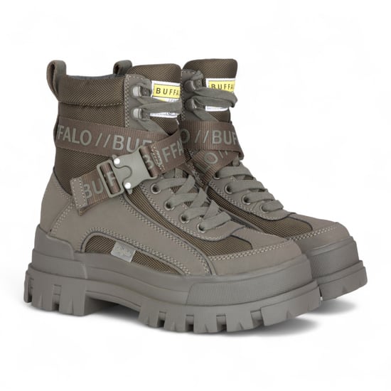 Buffalo Damen Khaki Chunky Plateau-Kampfstiefel mit hohem Knöchelumfang - ASPHA-COM1 - Image 3