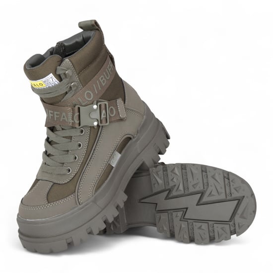Buffalo Damen Khaki Chunky Plateau-Kampfstiefel mit hohem Knöchelumfang - ASPHA-COM1 - Image 4