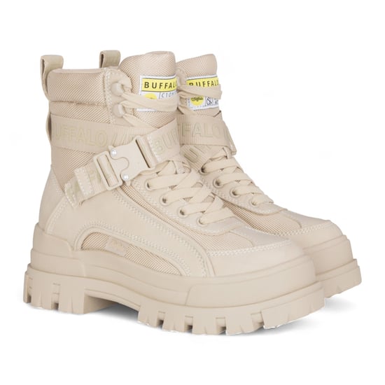 Buffalo Damen Beige Chunky Plateau-Kampfstiefel - ASPHA-COM1 - Image 3