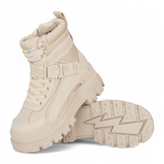 Buffalo Damen Beige Chunky Plateau-Kampfstiefel - ASPHA-COM1 - Image 4