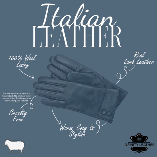 Damen-Autofahrerhandschuhe aus türkisgrünem italienischem Leder mit weichem Wollfutter, Winterknopfdesign und Knopfverschluss - Image 4