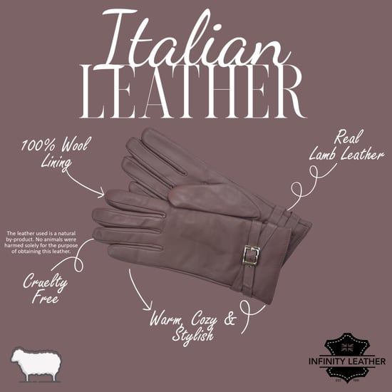 Damen-Winter-Fahrhandschuhe aus nudefarbenem, beigefarbenem italienischem Leder mit weichem Wollfutter und Schnalle - Image 4