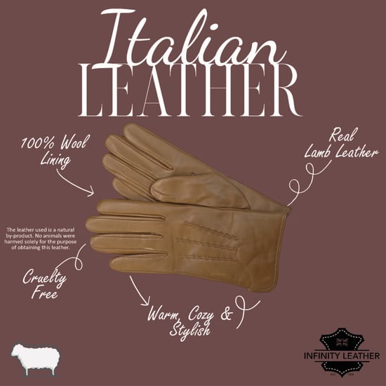 Damen-Fahrhandschuhe aus hellbraunem italienischem Leder mit weichem Wollfutter und Winter-Ziernahtdesign - Image 4