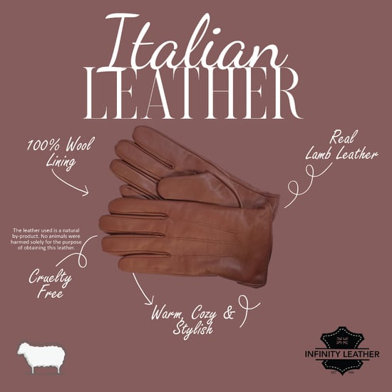 Herrenhandschuhe aus hellbraunem italienischem Leder mit warmem Wollfutter, ideal für Winter, Reiten und Autofahren. - Image 4