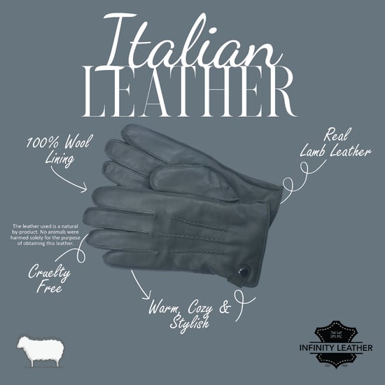 Herrenhandschuhe aus olivgrünem italienischem Leder, warm gefüttert mit Wolle, für Winter, Radfahren, Autofahren und Freizeit - Image 4