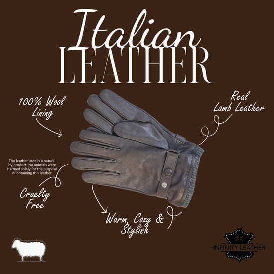 Herrenhandschuhe aus braunem italienischem Leder mit warmem Wollfutter, ideal für Winter, Radfahren, Autofahren und Freizeit. - Image 4