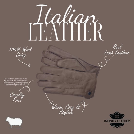 Herren-Winterhandschuhe aus hellbraunem italienischem Leder mit warmem Wollfutter, ideal zum Radfahren, Autofahren und für Freizeitaktivitäten. - Image 4