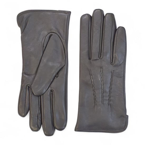 Braune Damen-Autofahrerhandschuhe aus italienischem Leder mit weichem Wollfutter und Winternahtdesign - Image 1