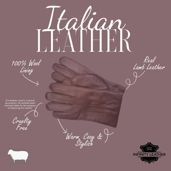 Herrenhandschuhe aus kastanienbraunem italienischem Leder mit warmem Wollfutter, Winter-Ziernahtdesign, Reit- und Fahrhandschuhe für Freizeit und Freizeit - Image 4
