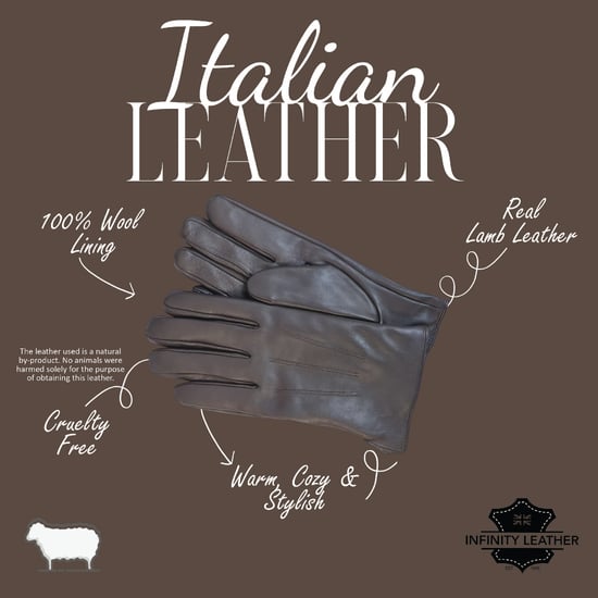 Braune Herrenhandschuhe aus italienischem Leder mit warmem Wollfutter, ideal für Winter, Reiten und Autofahren. - Image 4