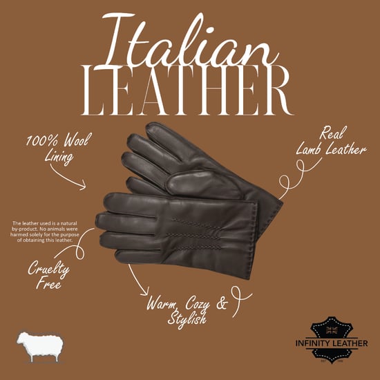 Braune Herrenhandschuhe aus italienischem Leder mit warmem Wollfutter, Winter-Ziernahtdesign, ideal zum Reiten, Autofahren und für Freizeit. - Image 4