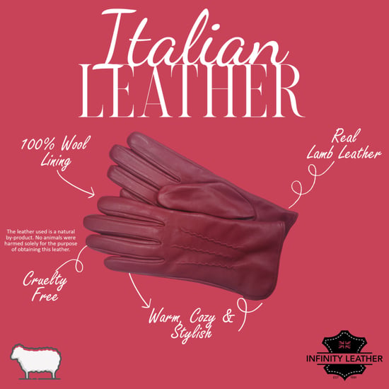 Rote Damen-Autofahrerhandschuhe aus italienischem Leder mit weichem Wollfutter und Winternahtdesign - Image 4