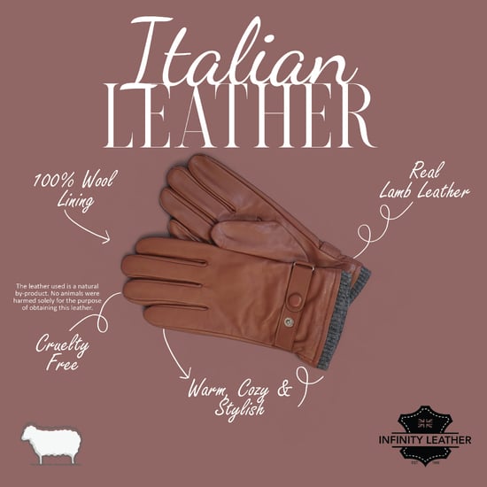 Herrenhandschuhe aus hellbraunem italienischem Leder mit warmem Wollfutter, ideal für Winter, Radfahren, Autofahren und Freizeit. - Image 4
