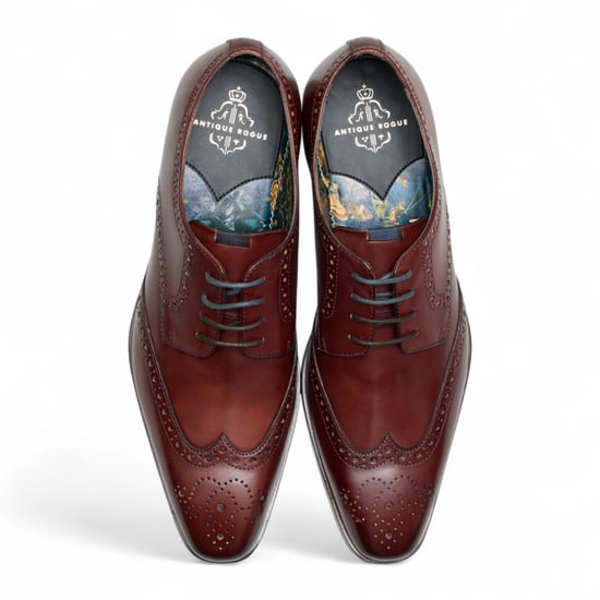 Antique Rogue Herren-Oxford-Derby-Brogue aus burgunderrotem Leder - Luca - Image 4