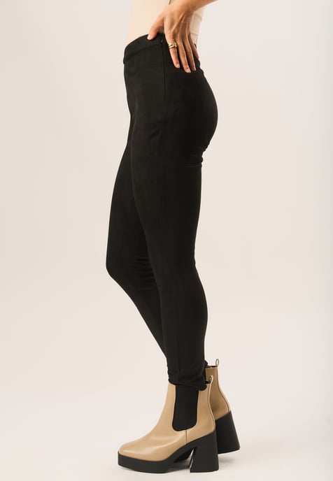 Schwarze Skinny Stretch-Leggings aus Kunstwildleder - Image 2