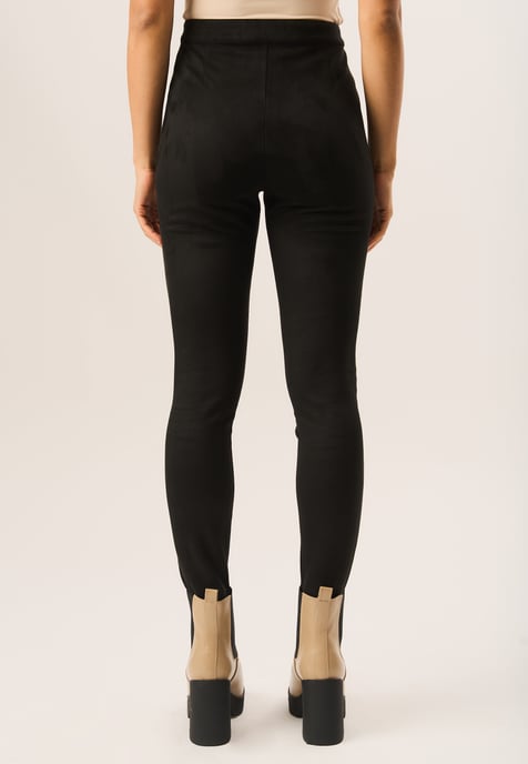 Schwarze Skinny Stretch-Leggings aus Kunstwildleder - Image 4