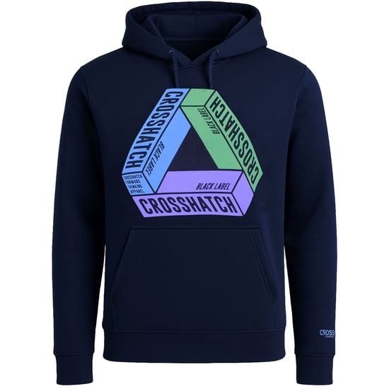 Crosshatch Brustdruck Herren Navy Hoodie - Image 1