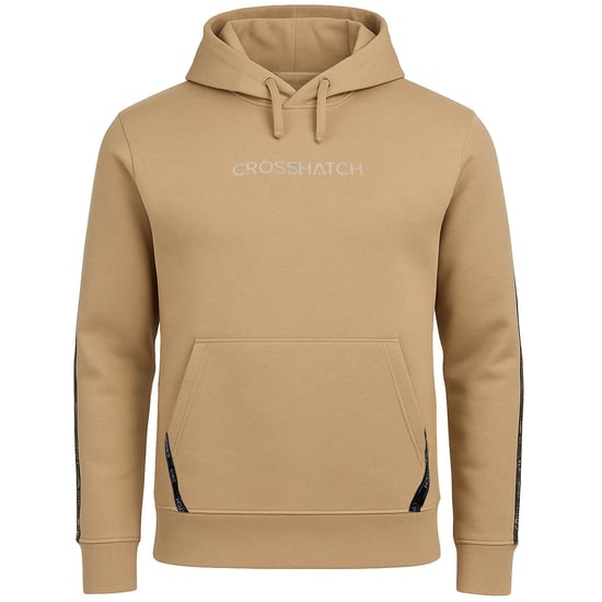 Crosshatch Apollos Panel Tape Herren Stone Hoodie - Image 1