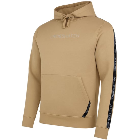 Crosshatch Apollos Panel Tape Herren Stone Hoodie - Image 2