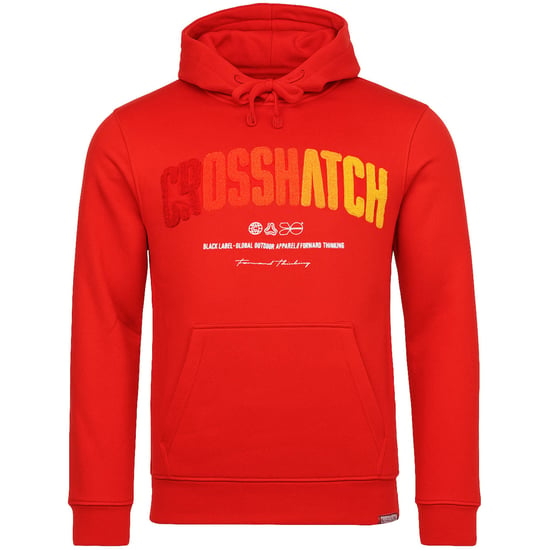 Kreuzschraffur Brustdruck Herren Roter Hoodie - Image 1