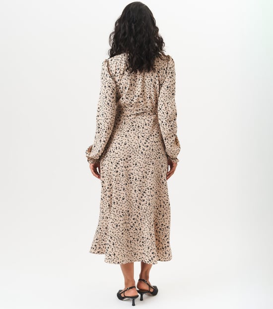 Neutrales Wickel-Midikleid mit Rüschendetail - Image 3
