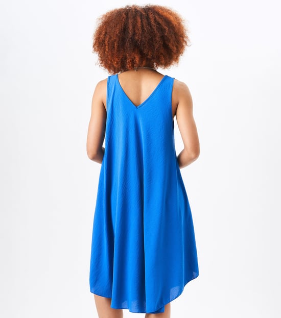 Blaues strukturiertes gewebtes Kleid mit übergroßen Trägern - Image 4