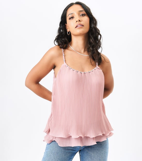 Blush Diamantenbesatz Doppellagiges Plissee-Cami - Image 3