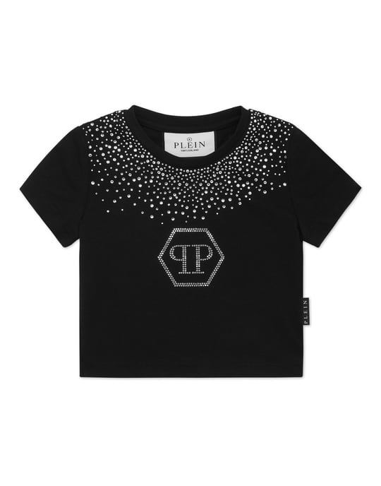 Cropped T-Shirt Strass Round Neck Ss Hexagon - Image 1