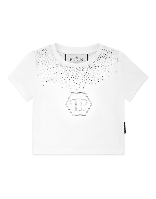 Cropped T-Shirt Strass Round Neck Ss Hexagon - Image 1
