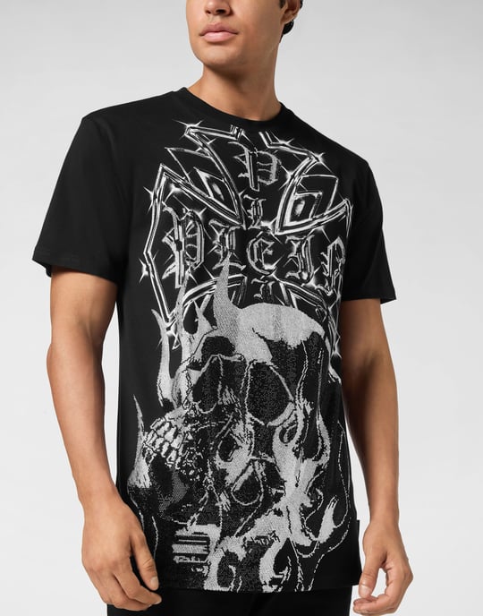 Philipp Plein T-Shirt mit chrome crest skull und Rundhals - Schwarz - Image 2