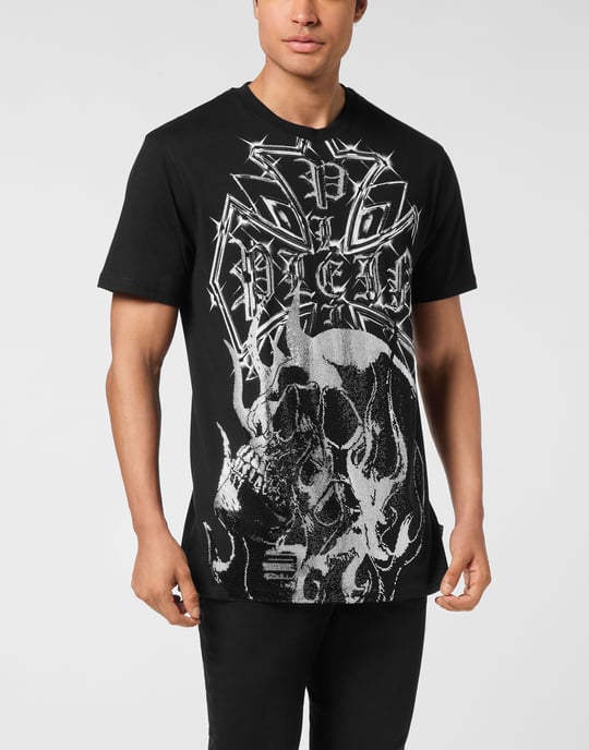 Philipp Plein T-Shirt mit chrome crest skull und Rundhals - Schwarz - Image 5