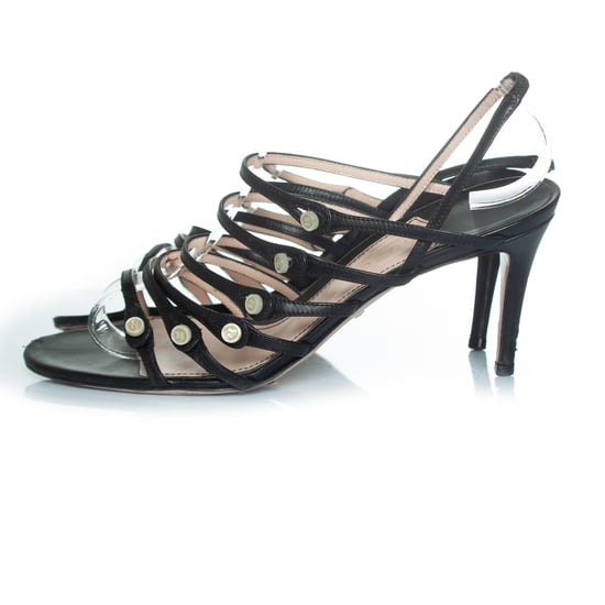 Schwarze Gucci-Riemchensandalen mit Gucci-Knöpfen - Image 2