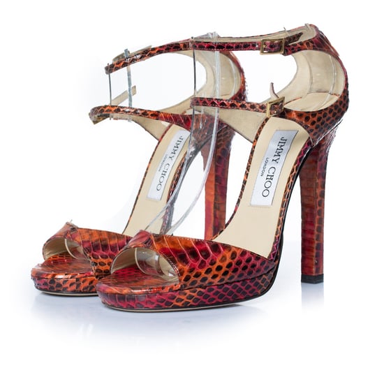 Jimmy Choo Python-Sandale in Orange und Rosa - Image 1