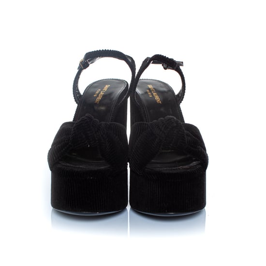 Saint Laurent Bianca 85 Plateau-Sandalen aus geripptem Velours - Image 5