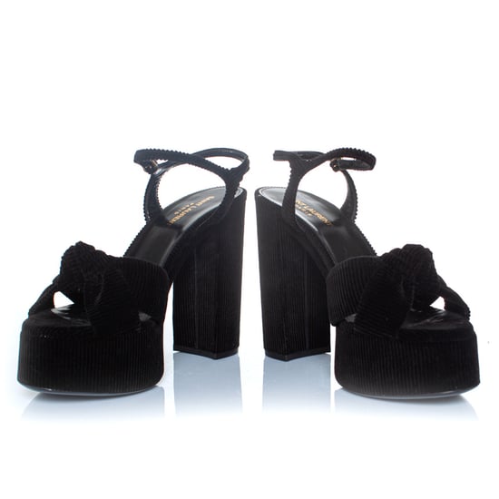 Saint Laurent Bianca 85 Plateau-Sandalen aus geripptem Velours - Image 6